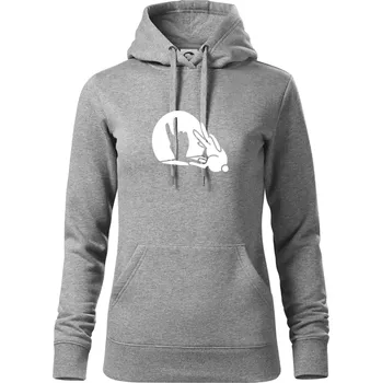 Dámská mikina Zajíc stín mír - Mikina dámská Cape s kapucí - XS ( Tmavě šedý melír )