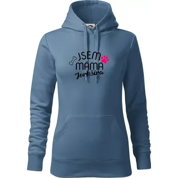 Dámská mikina Jsem máma Jorkšíra - Mikina dámská Cape s kapucí - M ( Denim )