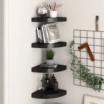 police 323920 Floating Corner Shelves 2 pcs Black 35x35x3,8 cm MDF