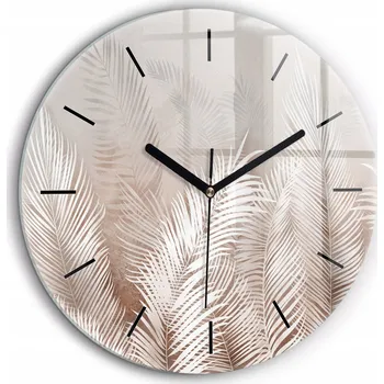 Hodiny Čtvercové Skleněné Nástěnné Hodiny s Motivem Tropické Listy boho fi60 cm