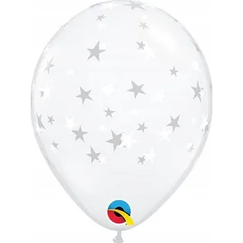 Balónek 100 ks Průhledné balónky s bílými hvězdičkami