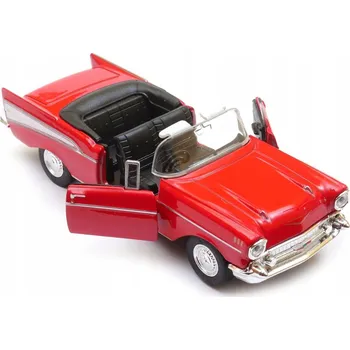 autíčko Kovový model auta Chevrolet Bel Air s otevřenou střechou 1:34 WELLY červený