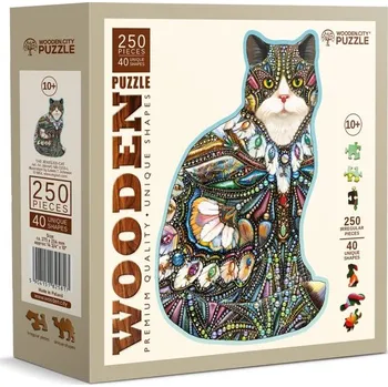 Puzzle WOODEN CITY dřevěné puzzle - Ozdobená kočka 250 dílků