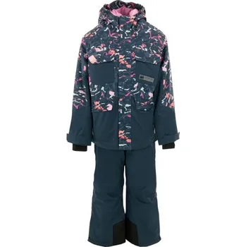 dívčí zimní kombinéza Dětský lyžařský set ALPINE PRO SCEDO 128/134 Tmavě modrá, Růžová