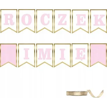 BANNER girlanda 1. narozeniny ROCEK + JMÉNO růžovo-zlatá