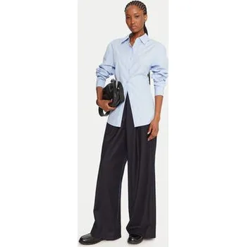 Dámské kalhoty Weekend Max Mara Kalhoty z materiálu Globale 2525136162 Tmavomodrá Wide Leg 40