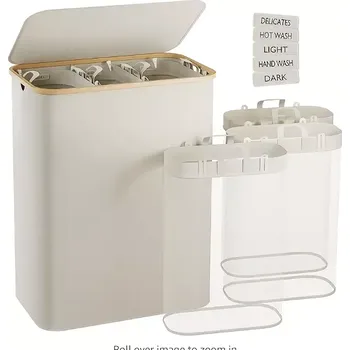 Koš na prádlo Skládací koš na prádlo velkokapacitní, béžová, LAUNDRY PRO 160