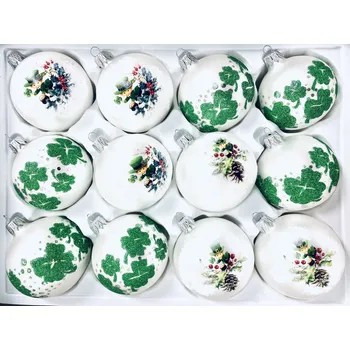 Vánoční ozdoba IRISA Skleněná ozdoba SADA PATRIK 7 cm, balení 12 ks bílá Velikost: 7 cm, Balení: 12ks, Barva: bílá