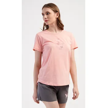 Dámské pyžamo Vienetta Dámské pyžamo šortky Motýlci Barva: Oranžová, Velikost: XL