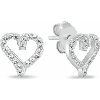 Náušnice Brilio Silver Něžné stříbrné náušnice srdíčka se zirkony EA100W + 2 měsíce na vrácení zboží