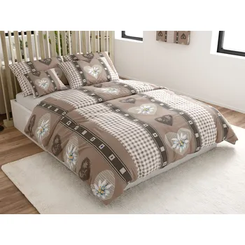 Povlečení Textilomanie COUNTRY HEART béžové 140 x 200, 70 x 90 cm knoflík