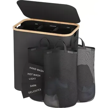 Koš na prádlo Skládací koš na prádlo velkokapacitní, černá, LAUNDRY PRO 160