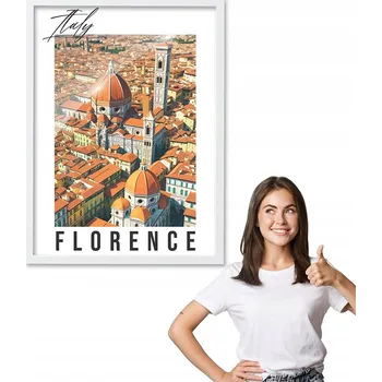 Obraz Obraz s rámem, motiv město FLORENCIE + bílý rámeček 50x70 do kuchyně, jídelny