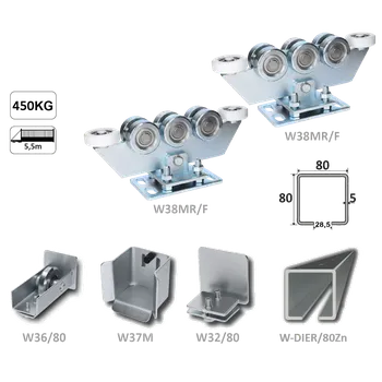 Příslušenství pro plot Samonos do 400 kg/5,5 m, děrovaný profil 80 x 80 x 5 mm, Zn