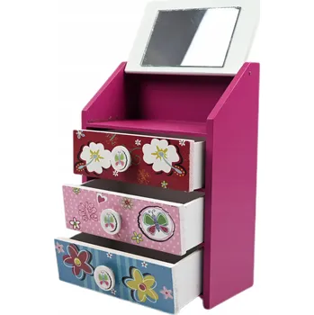 Šperkovnice ŠPERKOVNICE S DŘEVĚNÝM ZRCADLEM A ORGANIZÉREM NA ŠPERKY