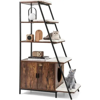 Pelíšek pro kočku Bouda pro kočky Costway hnědá obdélníková 49 cm x 92,5 cm x 149 cm