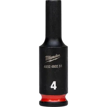 Gola hlavice Hlavice průmyslová MILWAUKEE SHOCKWAVE 1/4" 4 mm prodloužená