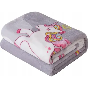 Prostěradlo Plyšová deka z mikrovlákna 160x200 Jednorožec poníci duha mráčky