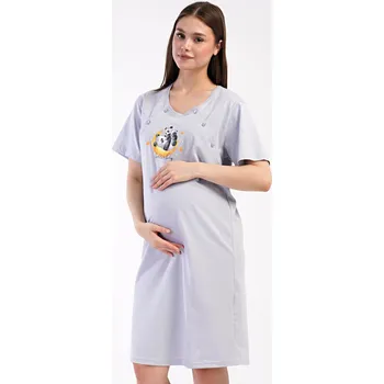 Dámské noční prádlo Vienetta Dámská noční košile mateřská Hello baby Barva: Šedá, Velikost: XL