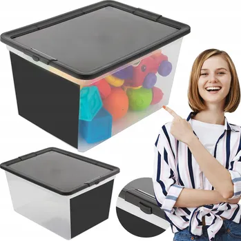 Úložný box PLASTOVÝ ÚLOŽNÝ BOX S VÍKEM NA HRAČKY 15 L S POPISOVATELNOU TABULKOU KRABIČKA