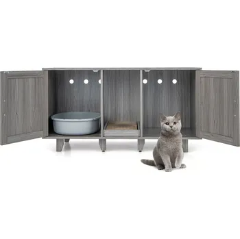 Pelíšek pro psa Domeček pro kočky Costway šedý obdélníkový 50 cm x 120 cm x 65 cm