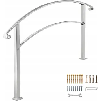 Zábradlí SucceBuy Schodišťové zábradlí 122 cm, 3 stupně, nastavitelný úhel, bílé, stabilní