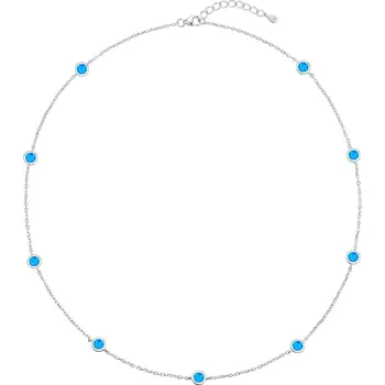 Náhrdelník 4U Stříbrný náhrdelník kolečka s modrým opálem