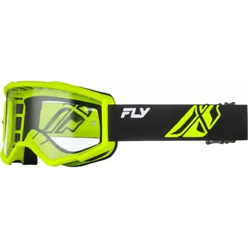 Motocyklové brýle Dětské MX brýle FLY Focus Youth (černé/Hi-vis - čiré plexi) , dětské motokrosové brýle