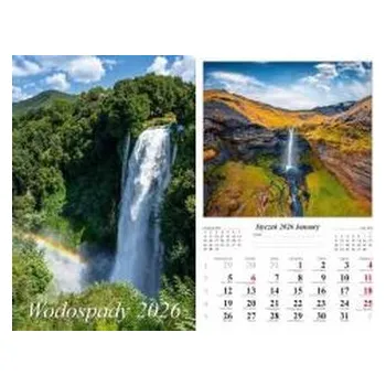Kalendář Kalendarz 2026 ścienny Wodospady