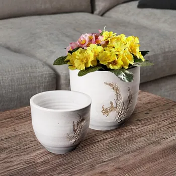 Gilde Keramický květináč s otiskem větvičky, 22 cm 493509