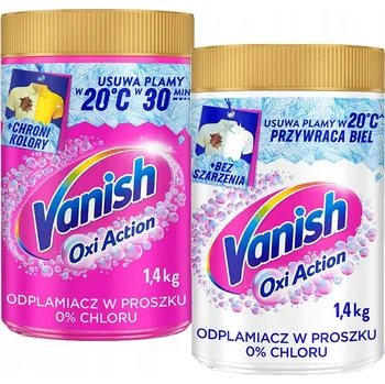 Odstraňovač skvrn Vanish Oxi Action Odstraňovač skvrn v prášku pro barevné a bílé prádlo 0% chloru 2,8 kg