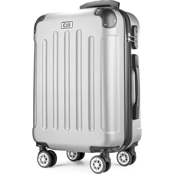 POSH Cestovní kufr tvrdý kabinový střední velikosti (stříbrný L)