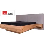 Manželská postel ARIA čelo čalouněné rozšířené, úložný prostor, 180 cm, dub nature