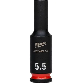 Gola hlavice Hlavice průmyslová MILWAUKEE SHOCKWAVE 1/4" 5,5 mm prodloužená