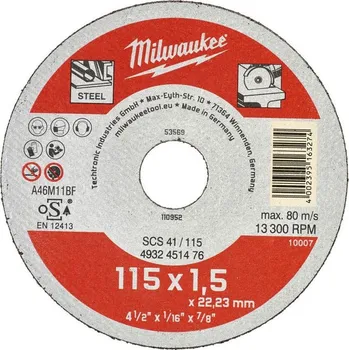 Řezný kotouč Řezný kotouč na kov MILWAUKEE SCS 41 115x1,5x22,2 mm