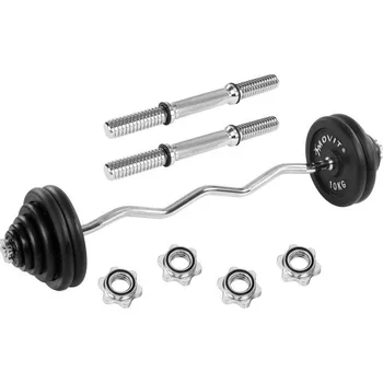 Profi činkový set na cvičení a posilování, 2x jednoruční + 1 obouruční, celokovové, 70 kg