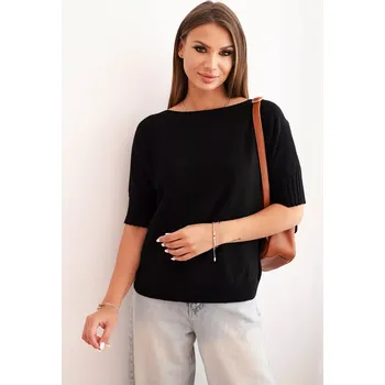 Dámský svetr Kesi Włoski Dámský svetr z viskózy s krátkým rukávem černý Kesi Włoski černá 3397546