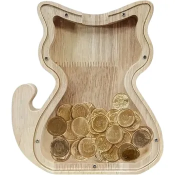 Obraz Pokladnička DIKOM ve tvaru kočky, dřevěná