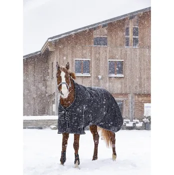 Jezdectví Výběhová deka RIDING WORLD Oxford - pláštěnka s fleecem, černá, 145 cm