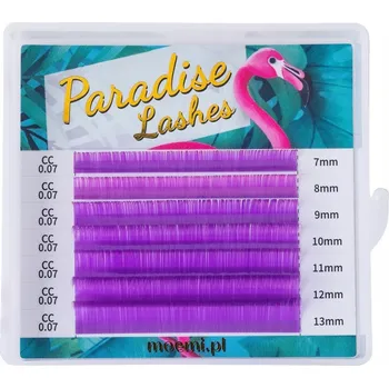 Péče o řasy a obočí Neonově Fialové Řasy Paradise Lashes Barevné Moemi D 0.10 MIX (7-13mm)