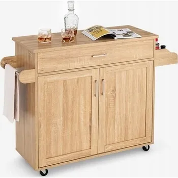 Servírovací stolek Kuchyňský vozík Costway, MDF deska, hnědé odstíny, 116 x 40 x 85 cm