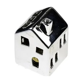 Vánoční dekorace Domeček stříbrný s LED osvětlením