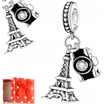 Přívěsek Věž EIFFELOVA Paříž fotoaparát cestování přívěsek charms stříbro s925