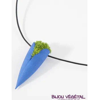 Náhrdelník Radis et Capucine Živé šperky - Náhrdelník Tulipán modrý s lišejníkem