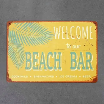 Obraz Dekorativní kovová cedule BEACH BAR