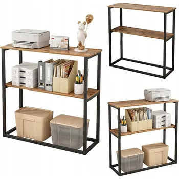 regál Regál Rebiko 90 cm x 90 cm x 33,5 cm černý, dub rustikální, retro dřevo, odstíny hnědé