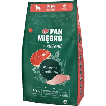 Krmivo pro psa Pan Mięsko Krmivo pro psy s bylinkami Hovězí s králíkem křupavé M 3kg