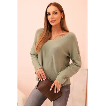 Dámský svetr Kesi Dámský svetr IT88 s viskózou a výstřihem do V Barva: Šedá, Velikost: UNI