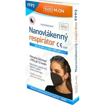 respirátor NANO M.ON nanovlákenný respirátor FFP2 černý 5ks