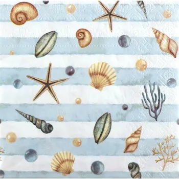 Papírový ubrousek PAPÍROVÉ UBROUSKY MUŠLE 33 CM 20 KS DOVOLENÁ MUŠLE DOVOLENKOVÉ